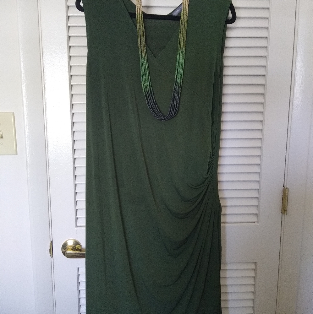 Green Ruching Work Dress